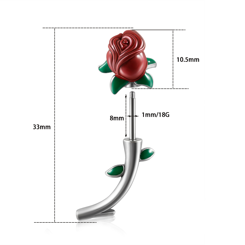 1PC Surgical Steel  Red Rose F - Body Jewelry Surgical Steel recension och pris