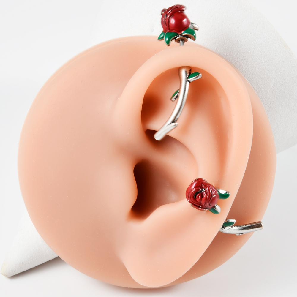 1PC Surgical Steel  Red Rose F - Body Jewelry Surgical Steel recension och pris