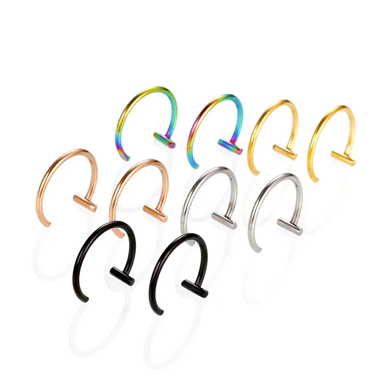 5PCS T Bar Half Huggie Cartila - Body Jewelry Surgical Steel recension och pris