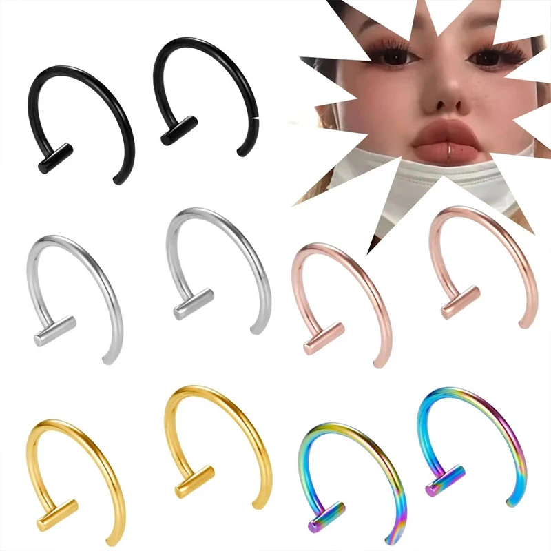 5PCS T Bar Half Huggie Cartila - Body Jewelry Surgical Steel recension och pris