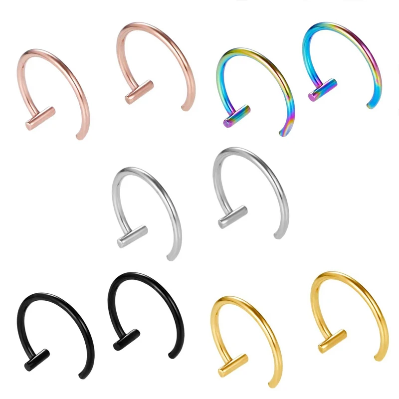 5PCS T Bar Half Huggie Cartila - Body Jewelry Surgical Steel recension och pris